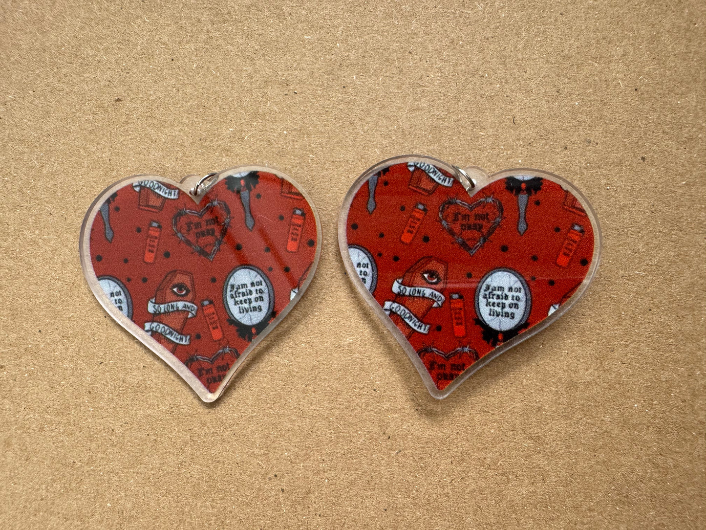 Halloween Horror Print Heart Earrings | Halloween Michael Myers, Ghostface, Trick r Treat. The Crow, Nightgmare on Elm Street