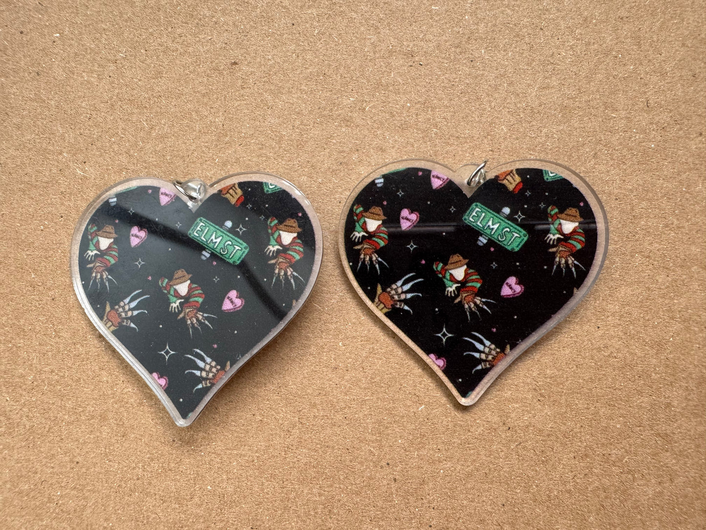 Halloween Horror Print Heart Earrings | Halloween Michael Myers, Ghostface, Trick r Treat. The Crow, Nightgmare on Elm Street