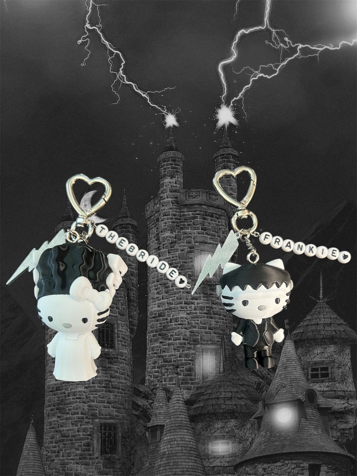 Kitty Frankenstein & The Bride Keychain