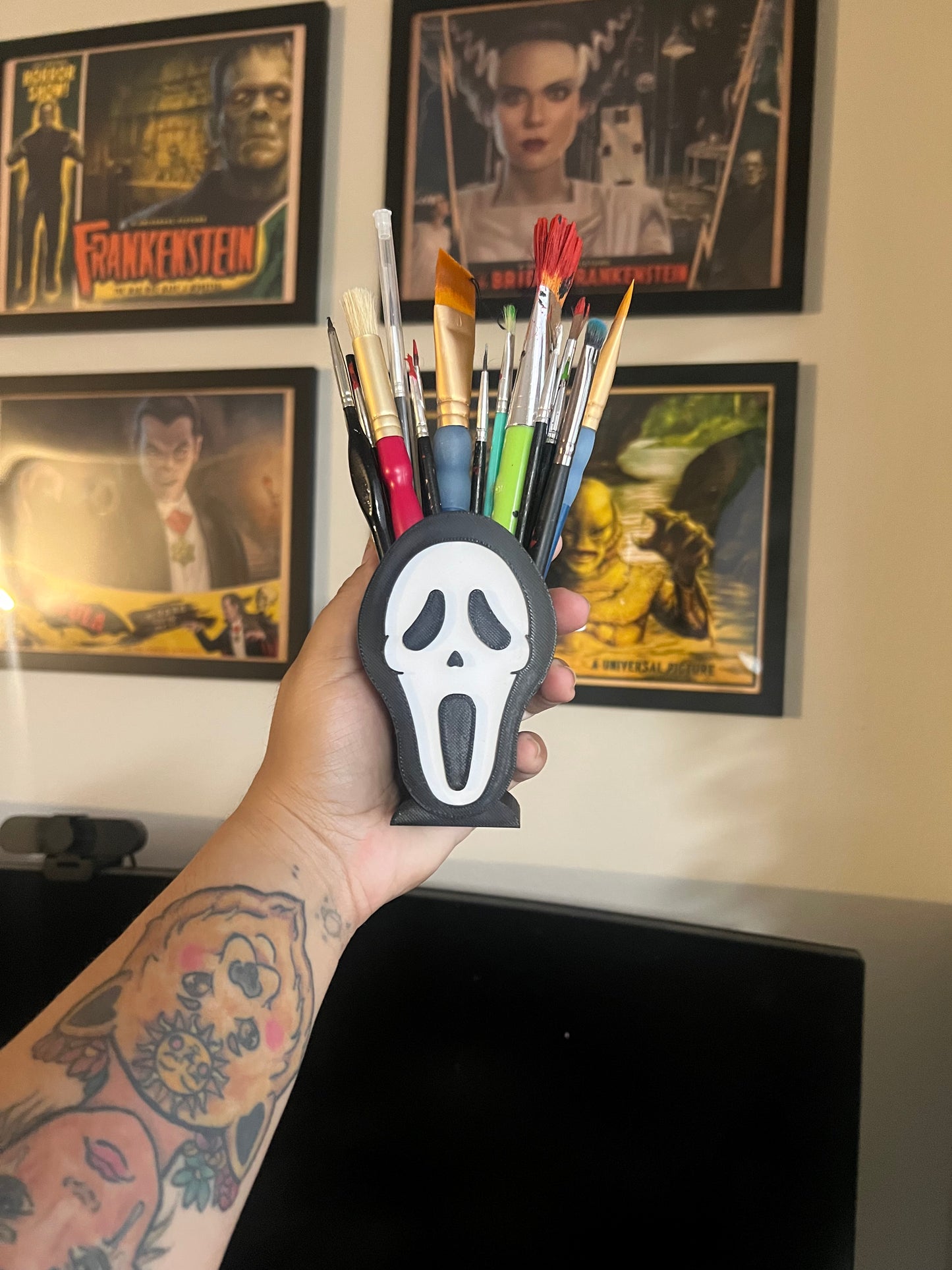 Ghostface Makeup Brush or Paint Brush Holder