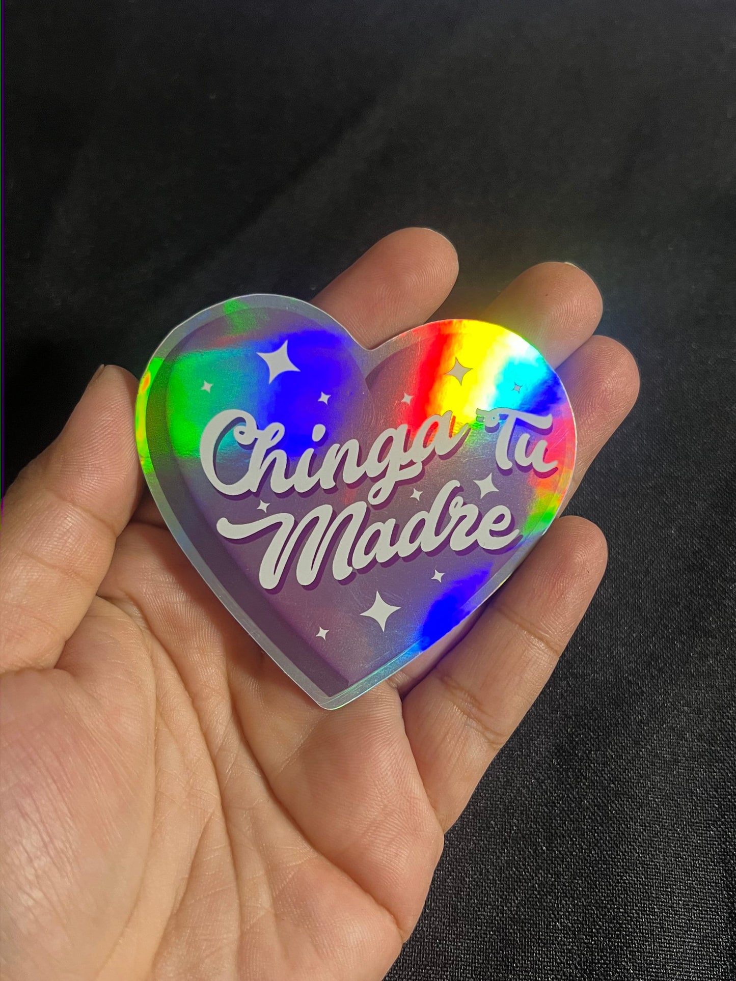 Chinga tu Madre Holo Heart Sticker