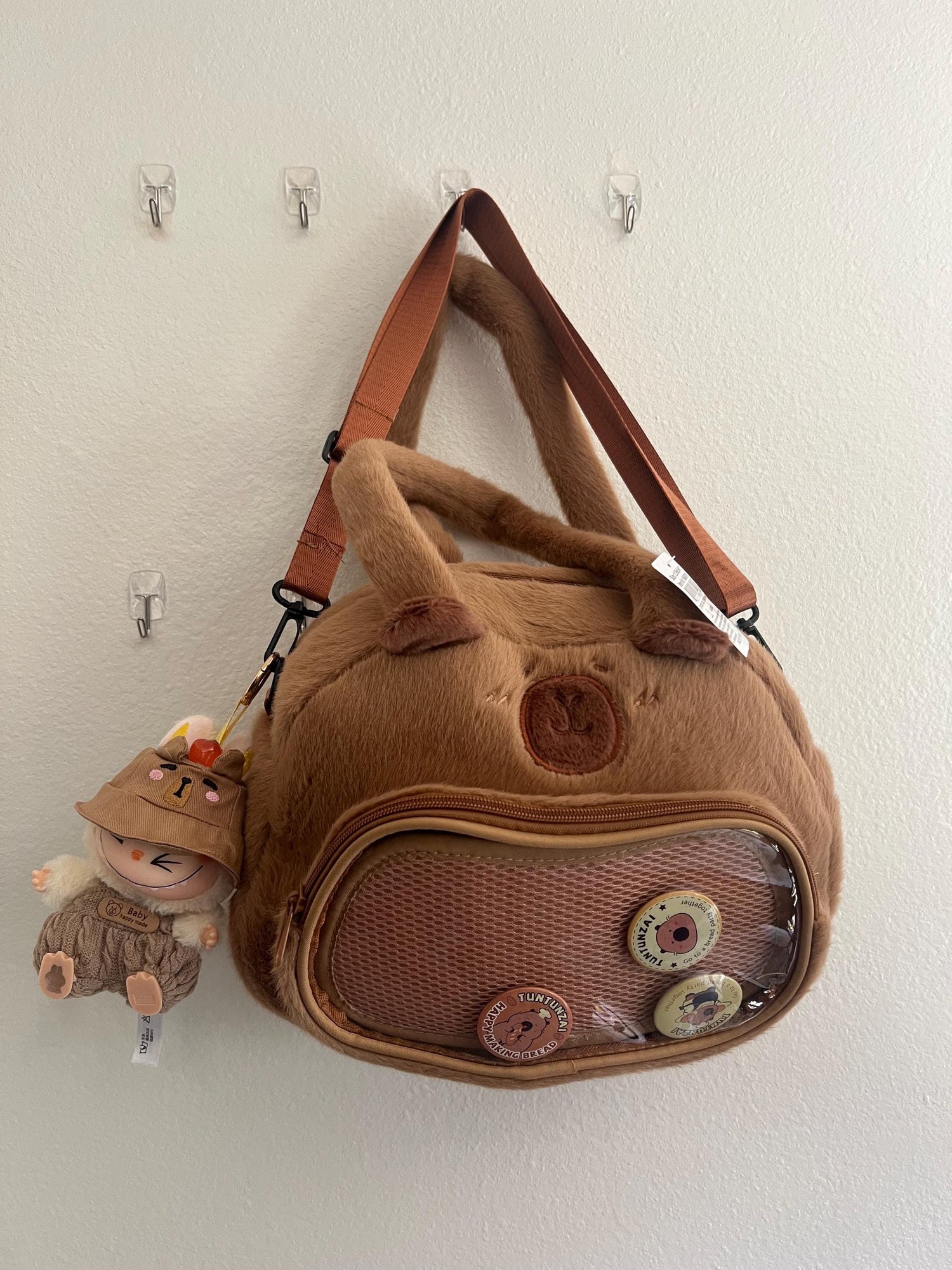 Cute Capybara Fluffy Handbag with Crossbody Strap Capybara Bag